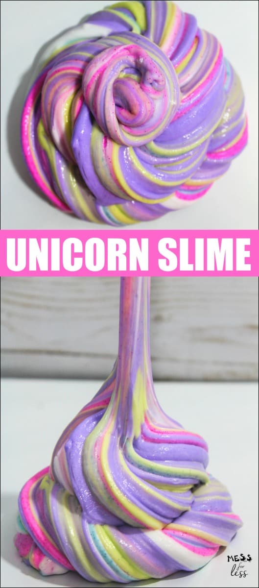 Unicorn slime is very popular with kids these days, and it's no wonder, given its sparkly texture and pretty colors. If you've ever wondered How to Make Unicorn Slime, I can assure you, it's not as hard as it looks. Here's an easy recipe for unicorn slime that your kids will flip for. #slimerecipe #unicornslime #slime 