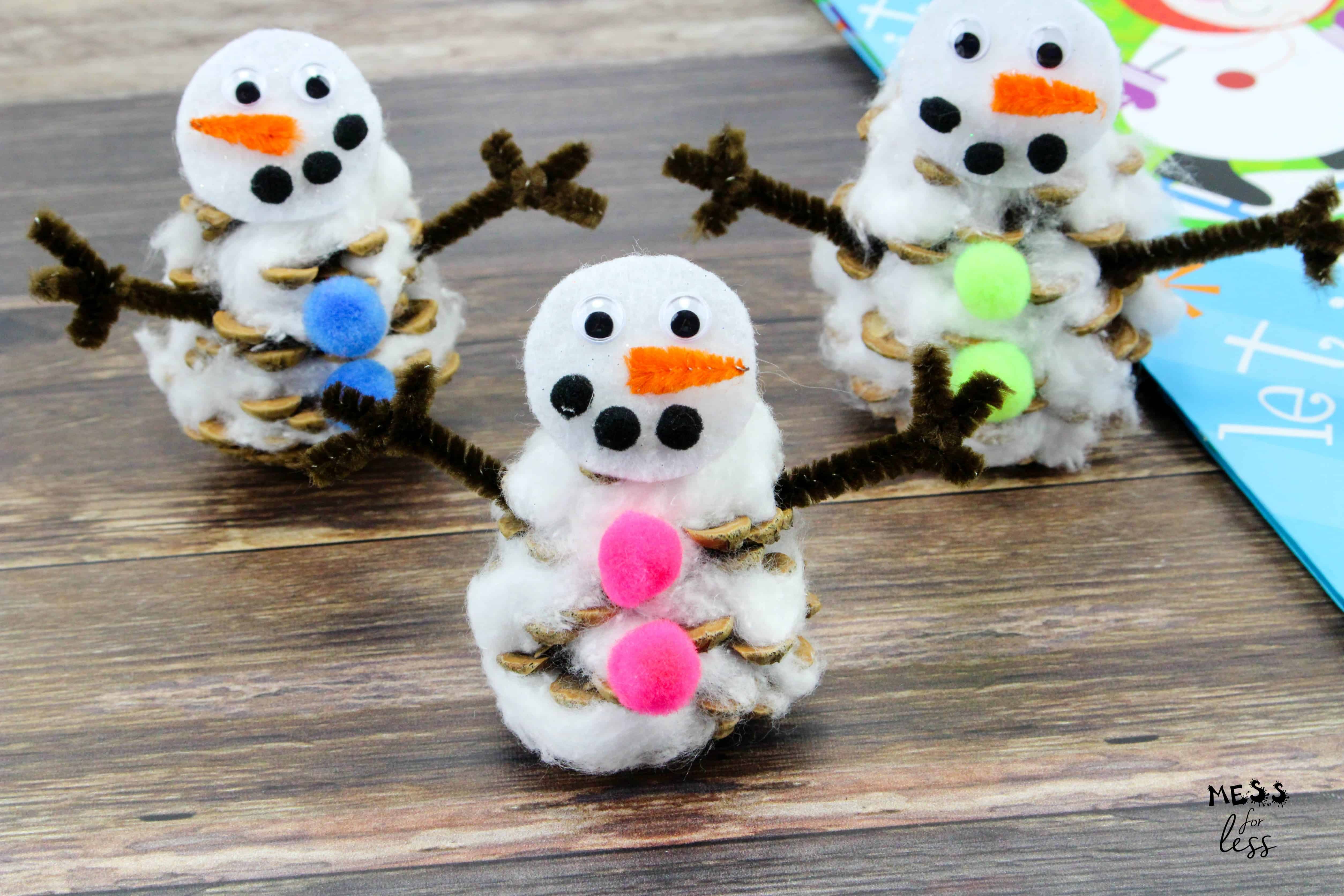 pinecone snowman craft