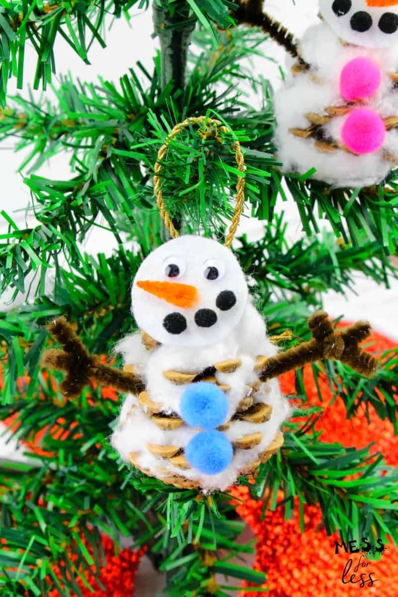 pinecone snowman ornament
