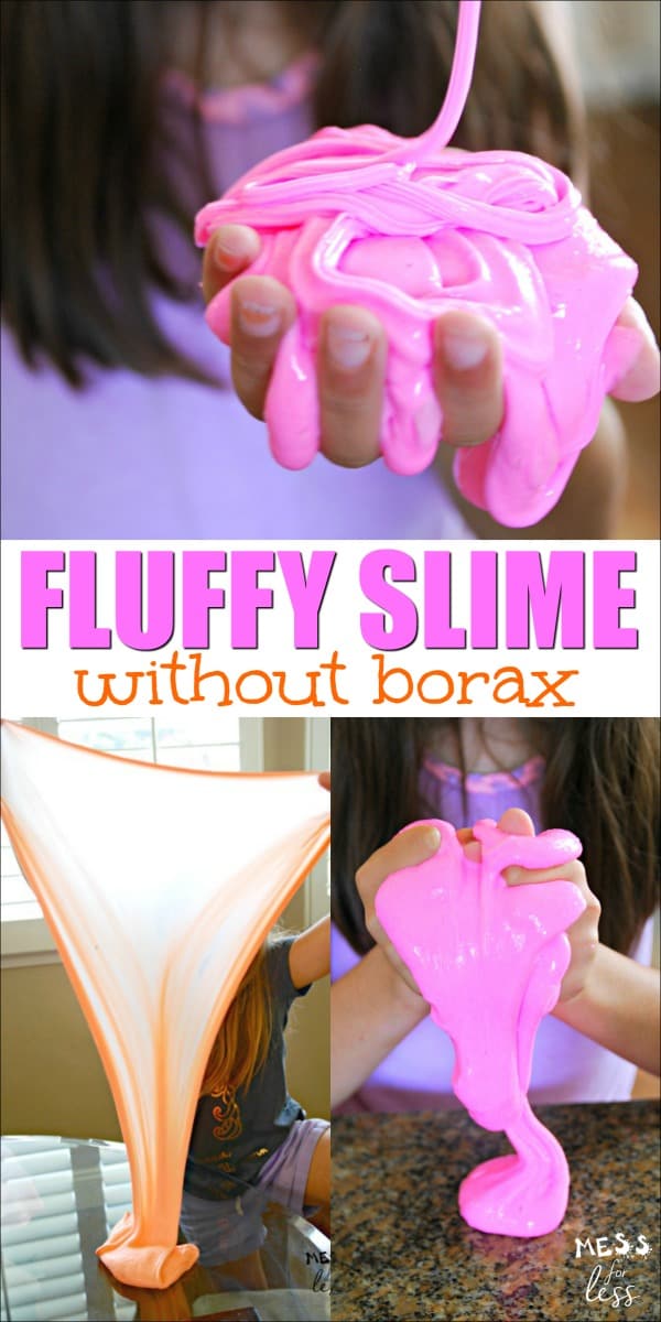My kids came to me recently wanting to make a Fluffy Slime Recipe without Borax. Fluffy slime has a different consistency than regular slime, but it is every bit as fun!