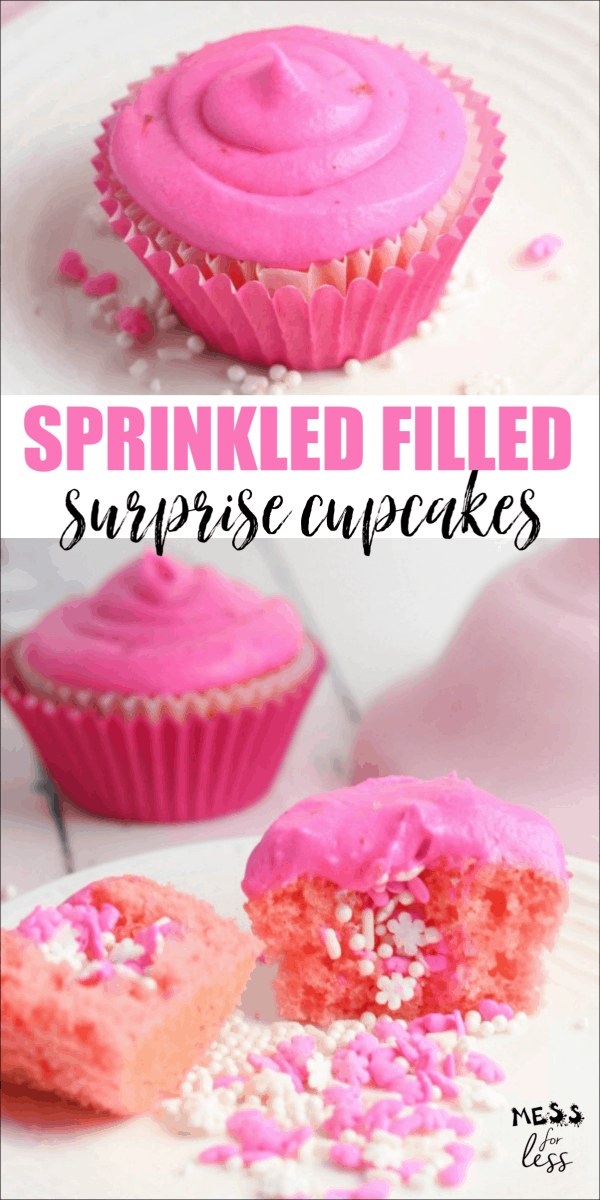 Valentine's Day Cupcakes Filled with Sprinkles