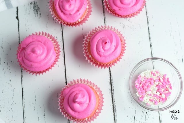 Valentine's Day Cupcakes Filled with Sprinkles