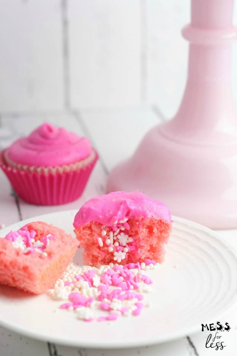 Valentine's Day Cupcakes Filled with Sprinkles