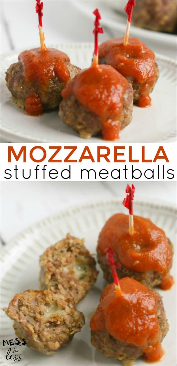 Are you looking for an easy and yummy appetizer idea to serve at your next gathering? Well, your search is over, because these Baked Mozzarella Stuffed Meatballs are an easy, cheesy crowd pleaser.