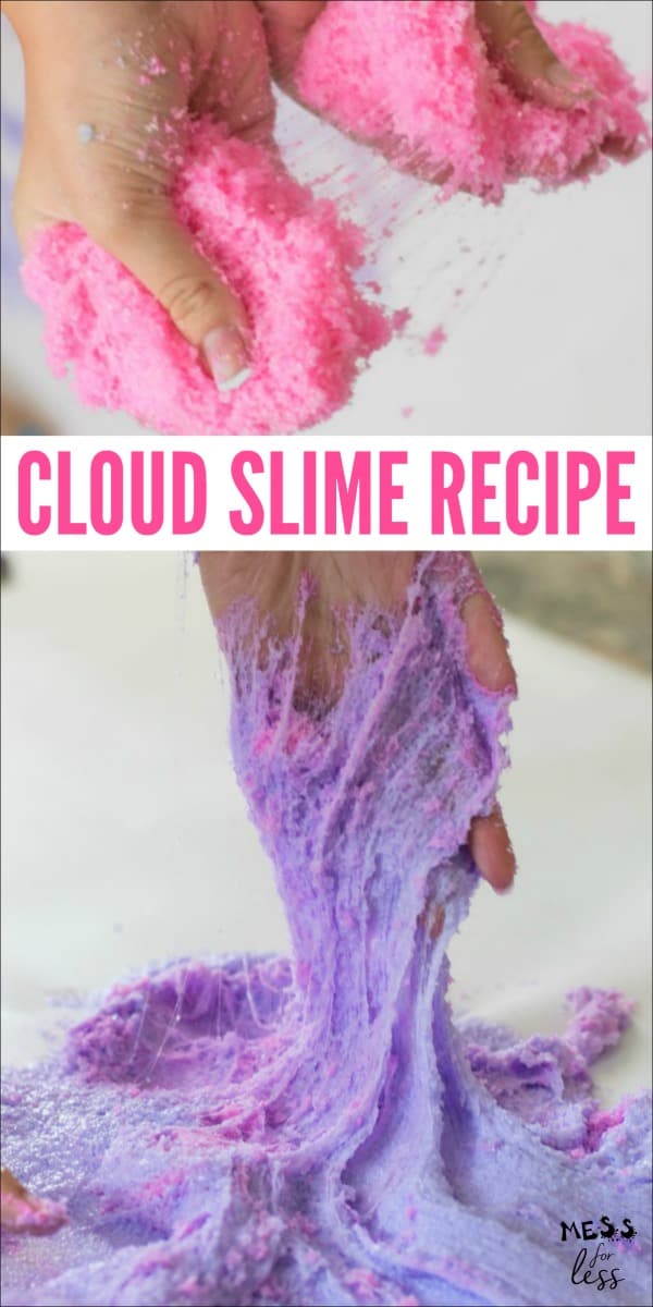  This Easy Cloud Slime Recipe feels unlike any other slime. It is stretchy, soft and textured all at the same time. #slime #cloudslime #slimerecipe