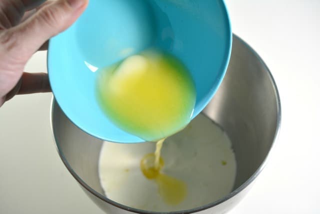 pouring butter into a bowl
