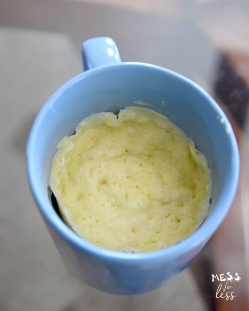 cooked keto bread in a mug