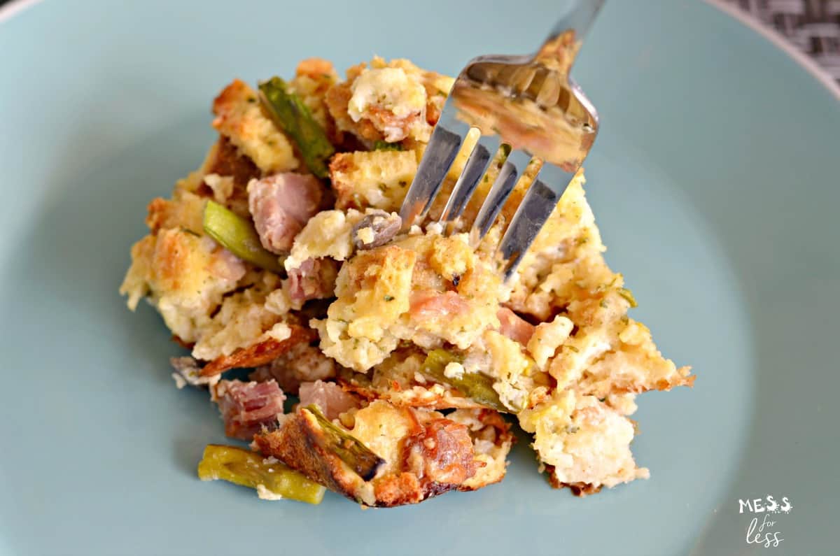 ham and asparagus casserole recipe with fork