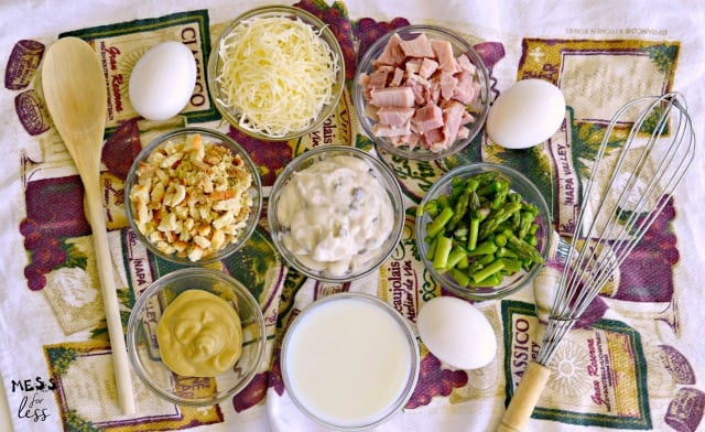 ingredients for ham and asparagus casserole