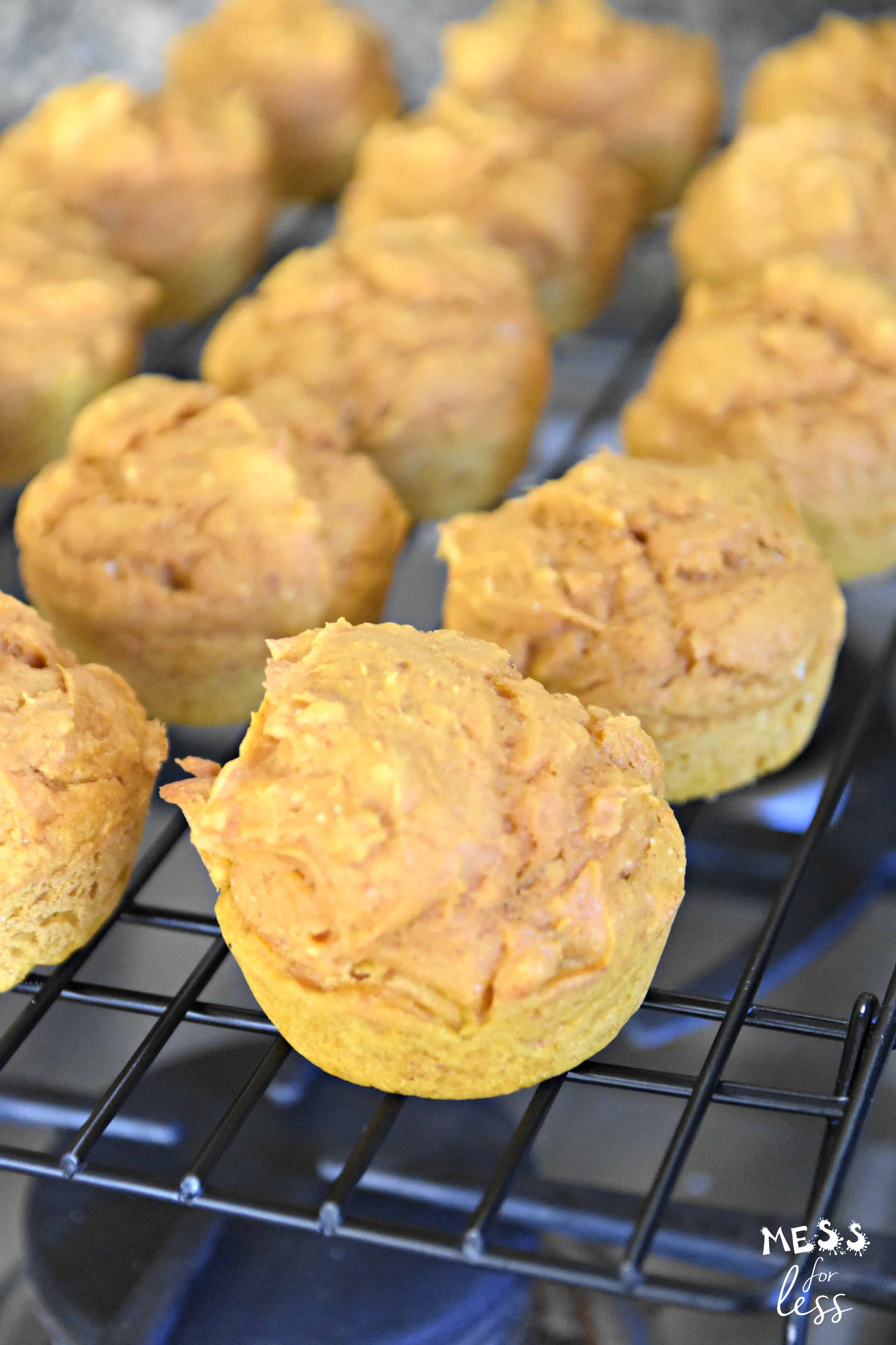 pumpkin muffins on a cooling rack
