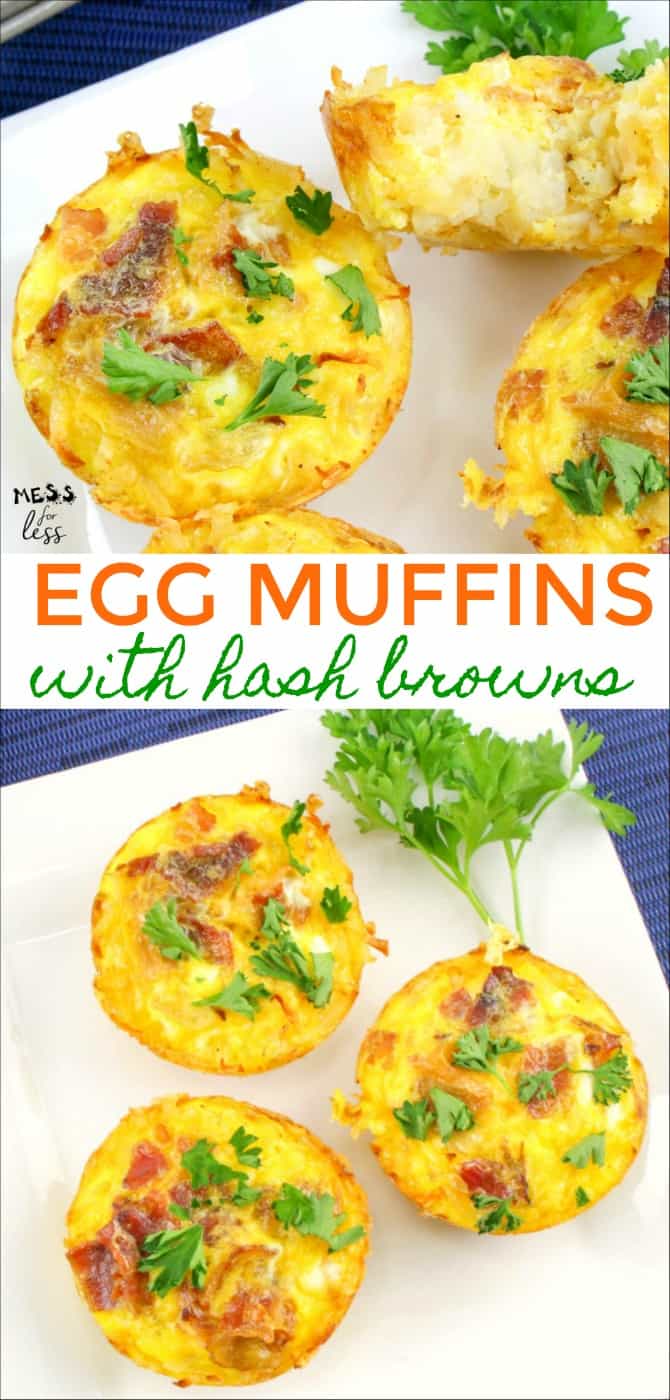 If you are short on time, these Breakfast Egg Muffins with Hash Browns will be a lifesaver to you! By making them ahead of time and refrigerating or freezing them, you can have a yummy and filling breakfast any morning you desire!