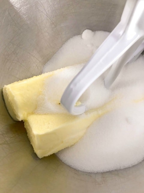 butter and sugar in a mixer