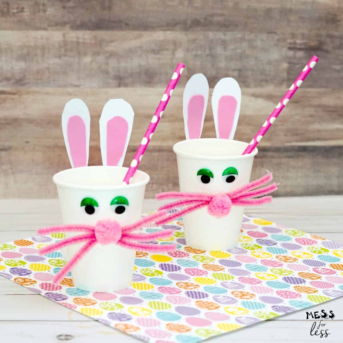 Easter Bunny Cup Craft - Mess for Less