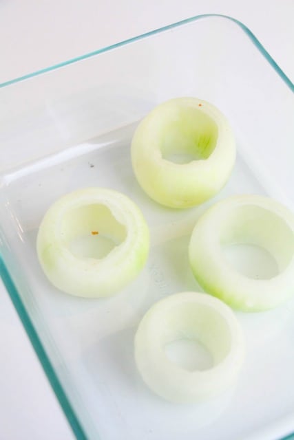 onions in a baking dish