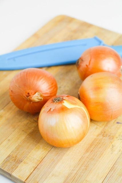 onions on a cutting board