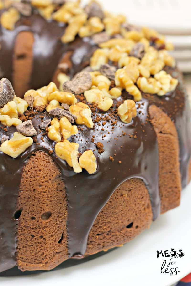 chocolate espresso bundt cake with nuts