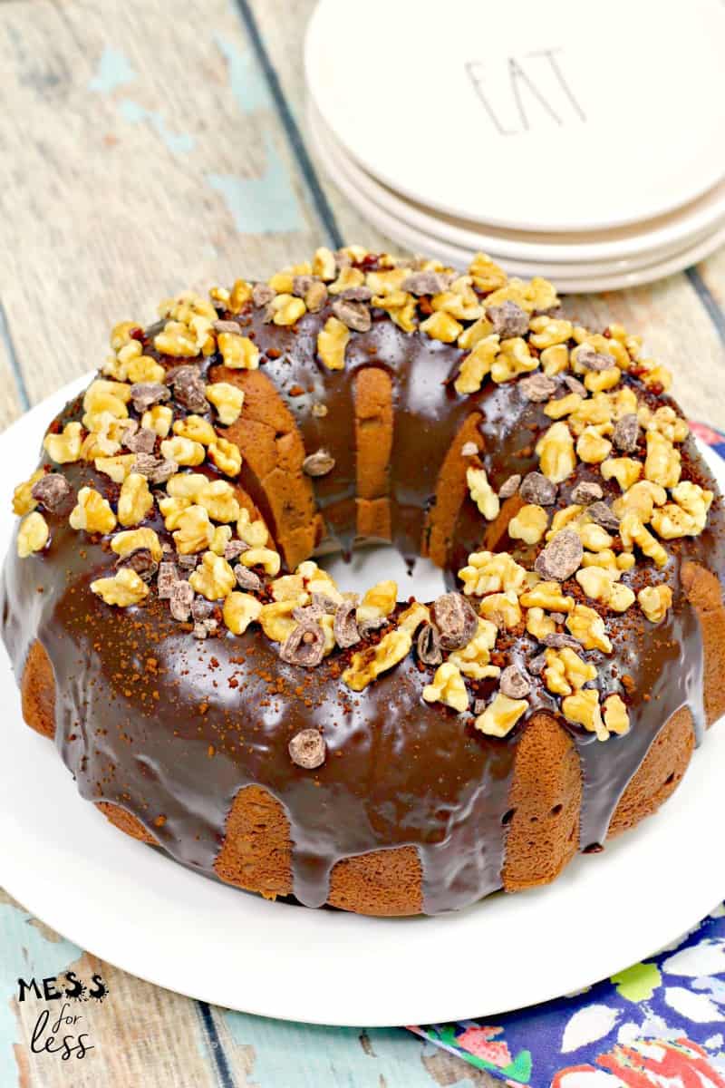 chocolate espresso bundt cake with nuts