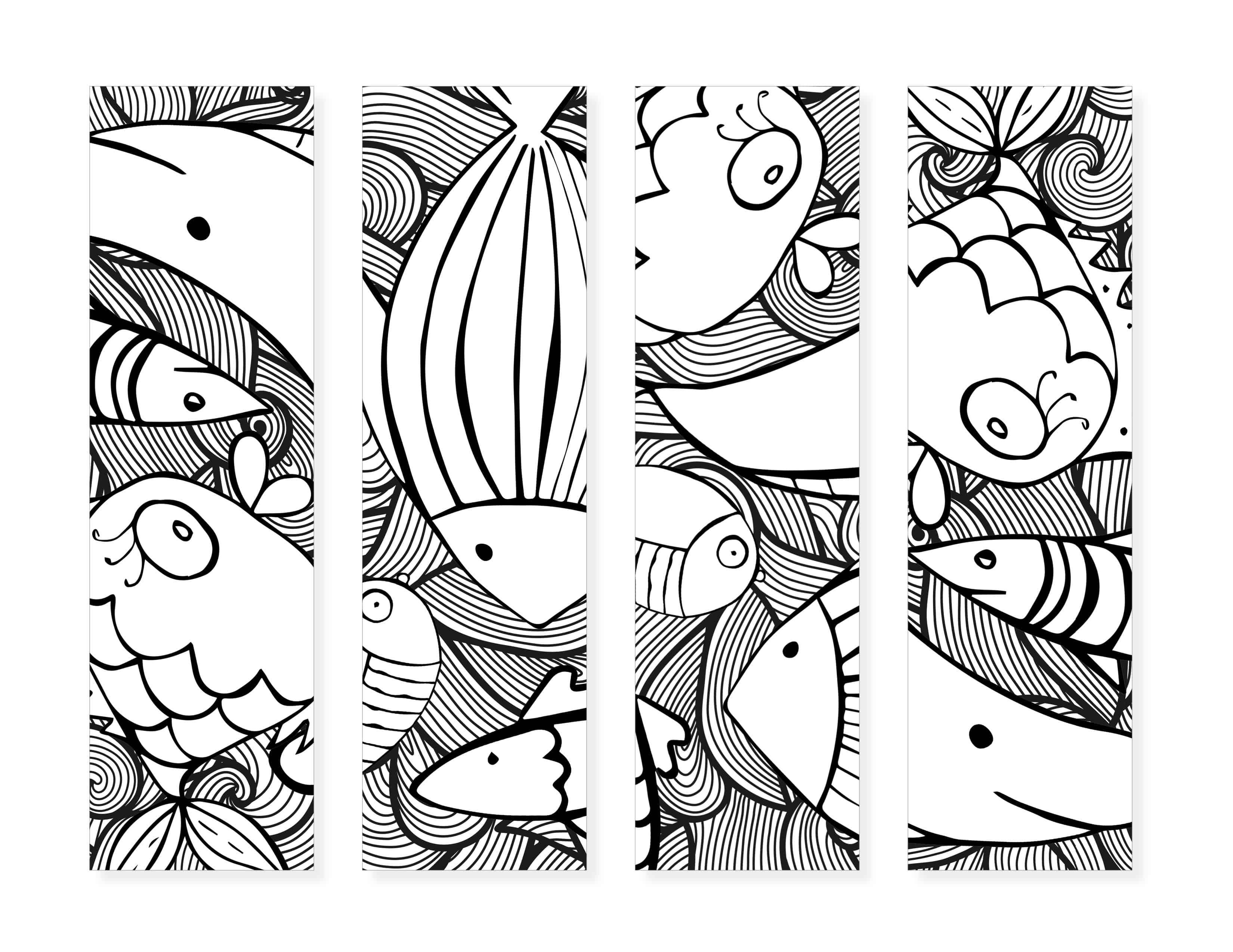 Free Fish Bookmarks to Color