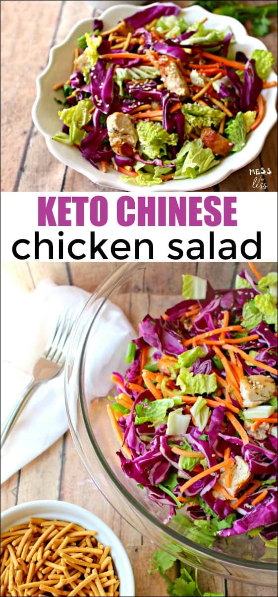  I love this recipe for Keto Chinese Chicken Salad. I can enjoy all of my favorite flavors at home and stay on program. If you are not on the keto program feel free to add chow mein noodles. 