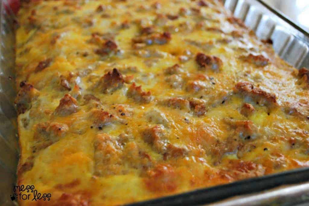 The BEST Sausage, Egg and Biscuit Breakfast Casserole from Mess for Less