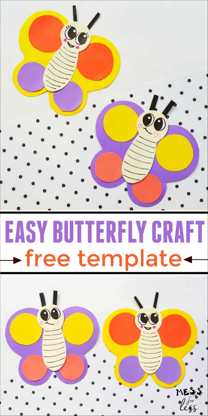 Learn how to make a paper butterfly. I've even included a free template for you to download to make this butterfly. This easy craft for kids is perfect for your little butterfly lover. 