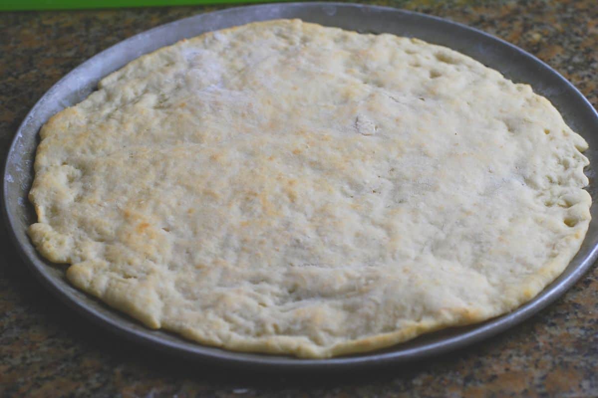 pizza dough in pan