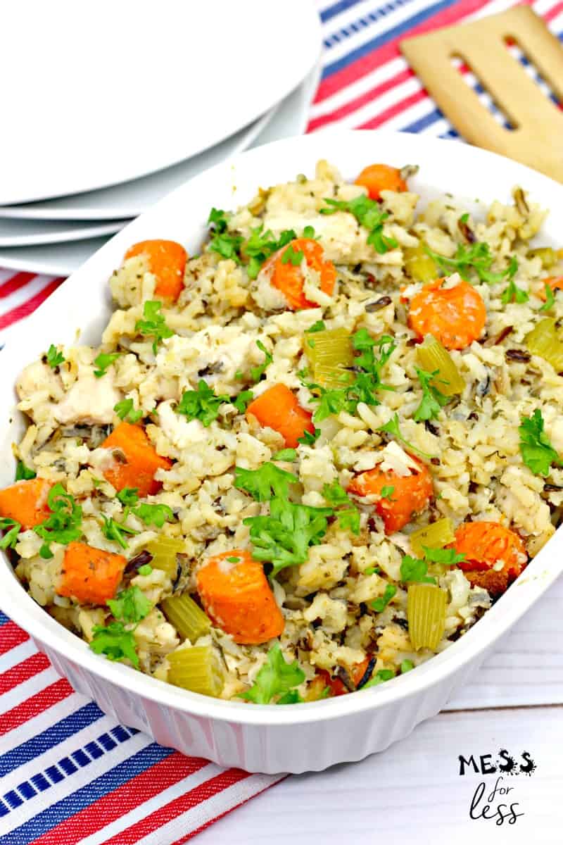 chicken and rice casserole in a bowl