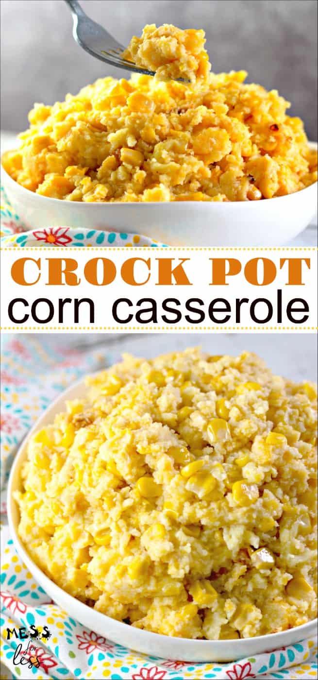 This corn casserole (or corn pudding) in the crock pot is one of my most requested sides! People cannot get enough of this during Thanksgiving, Christmas, Easter or any time of year. 