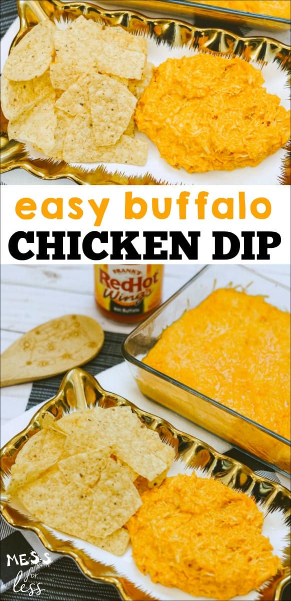 Buffalo chicken wings are a game-day staple. This Buffalo Chicken Dip Recipe is a fun twist on those wings. It contains all your favorite buffalo chicken wing flavors in a tasty dip. #buffalochickendip #chickendip #gamedayrecipes
