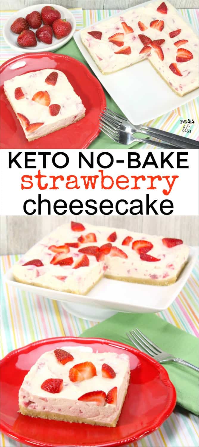 You won't believe how much this Keto No Bake Strawberry Cheesecake tastes like the real thing! If you are on a Keto or low carb diet, you must try this dessert.