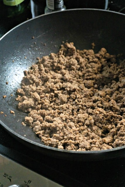 ground beef in a pan