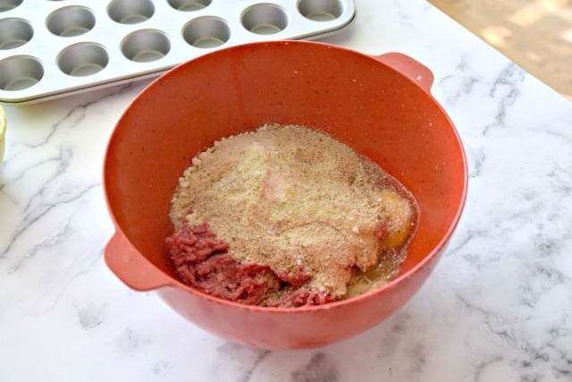 meatball ingredients in a bowl