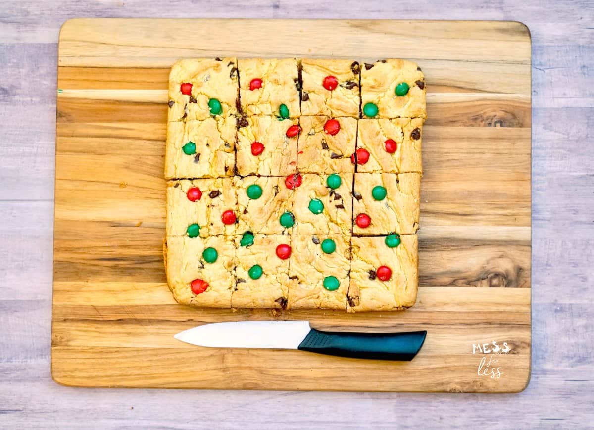 sliced christmas cookie cake bars