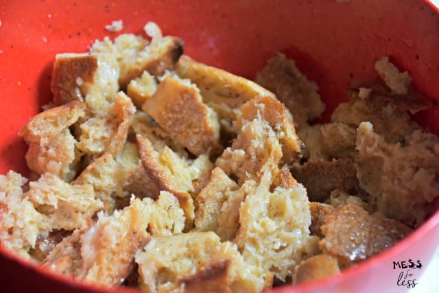 bread soaking in a bowl for french toast