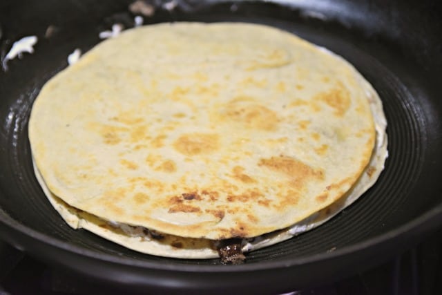 tortilla cooking in a pan