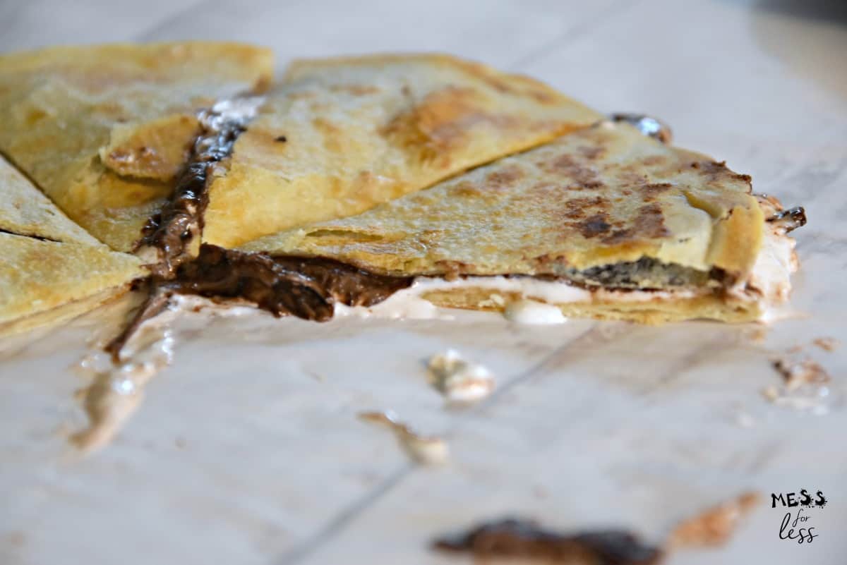 sliced s'mores quesadilla