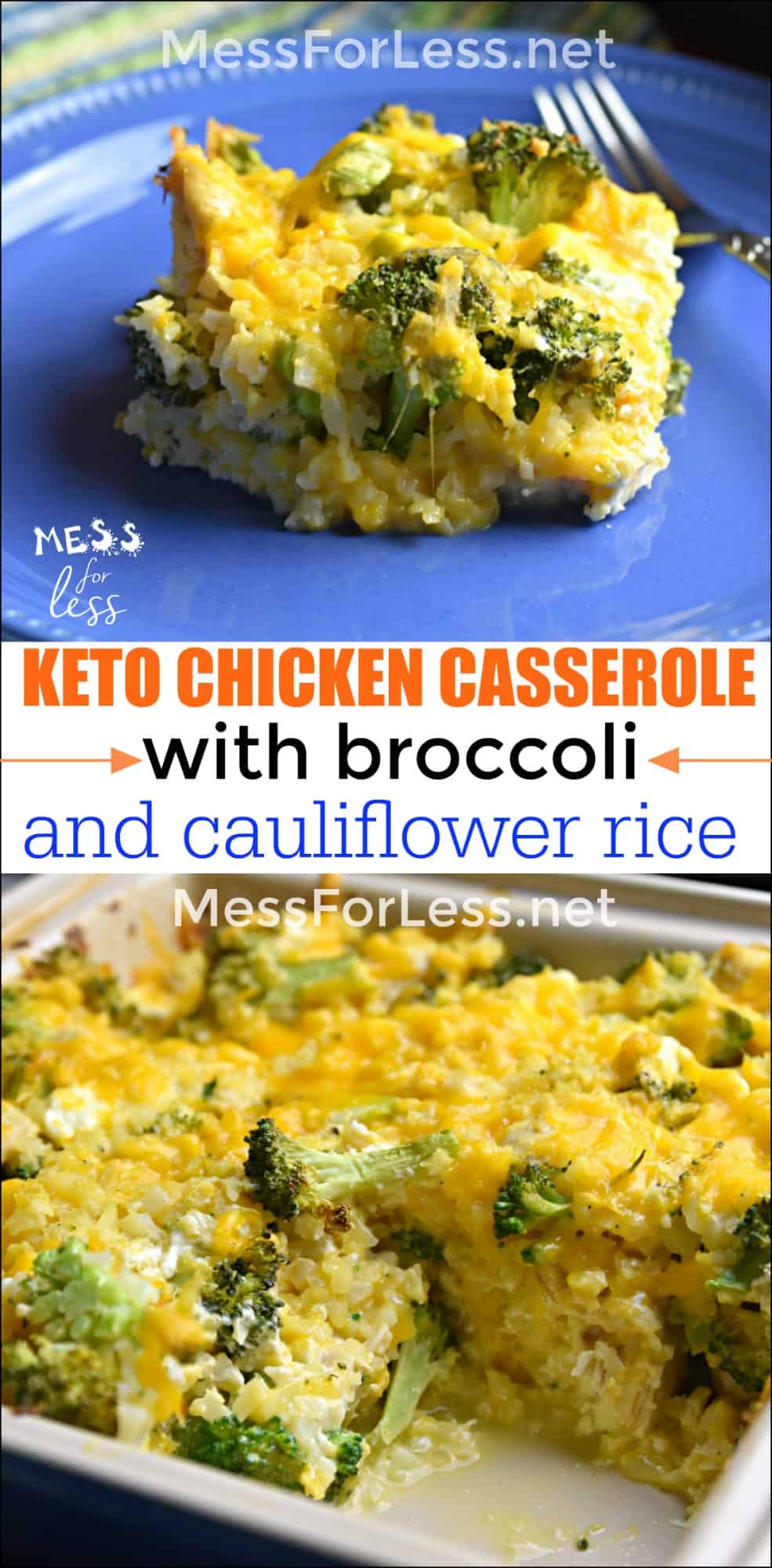We loved this Keto Chicken Broccoli Casserole with Cauliflower. If you love broccoli and rice casserole, but hate the carbs, try this cheesy dish! #ketorecipe #Ketocasserole #lowcarbrecipe