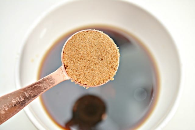 brown sugar on a spoon