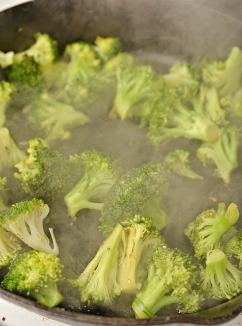 broccoli cooking in a pan