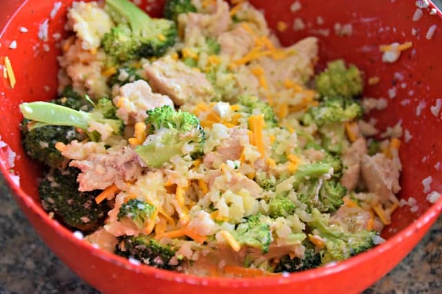 ingredients for keto chicken casserole in a bowl