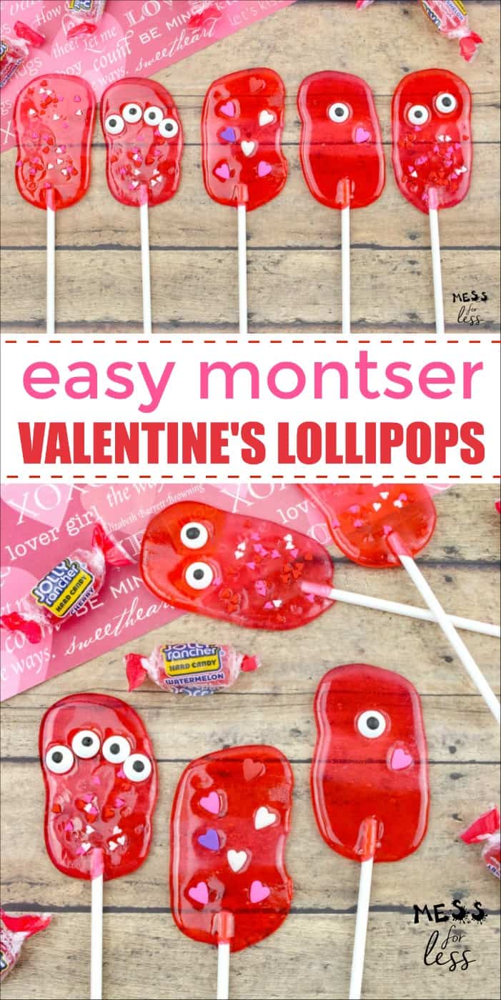 These Monster Lollipops for Valentine's Day are super easy to make using Jolly Ranchers. They made a great Valentine's treat! 