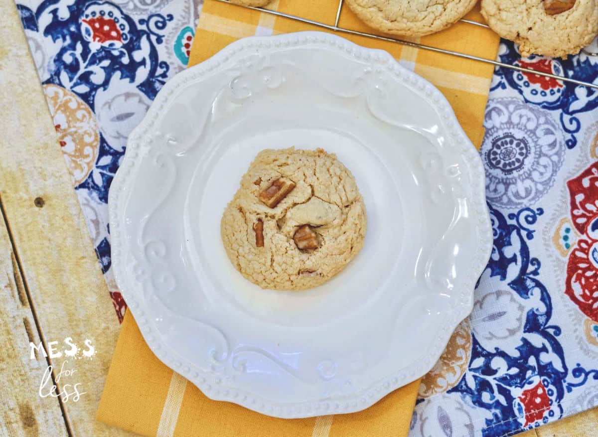 butter pecan cookie on white plate