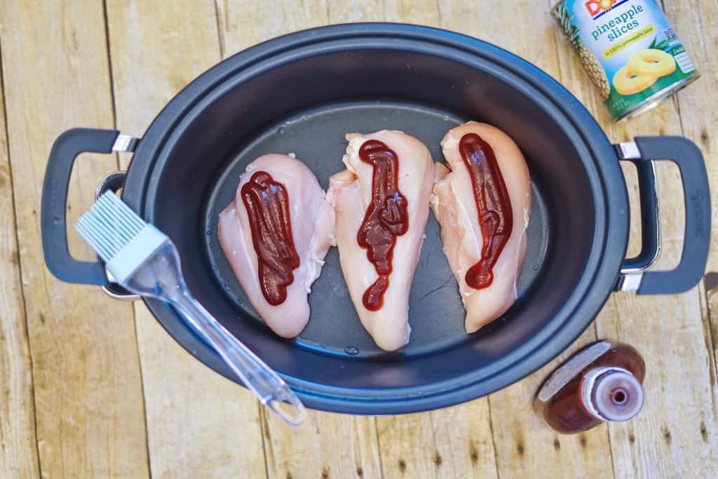 chicken in a crockpot with bbq sauce