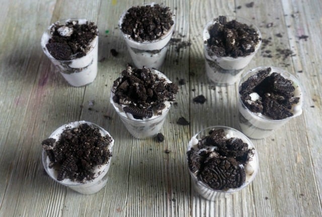 oreos and pudding in cups