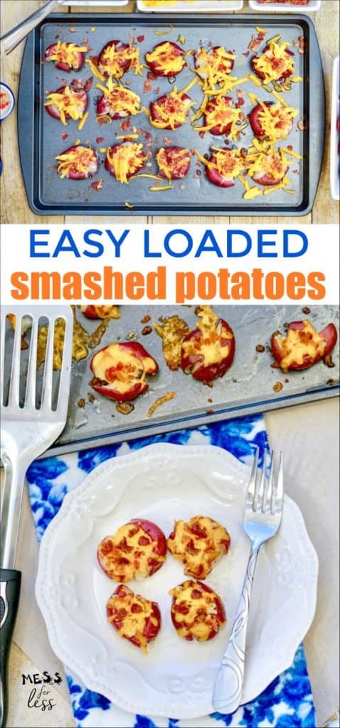 If you've enjoyed loaded potato skins or a loaded baked potato in the past, you are in for a treat. These Easy Loaded Smashed Potatoes have all the baked potato flavors you love in a simple side dish.