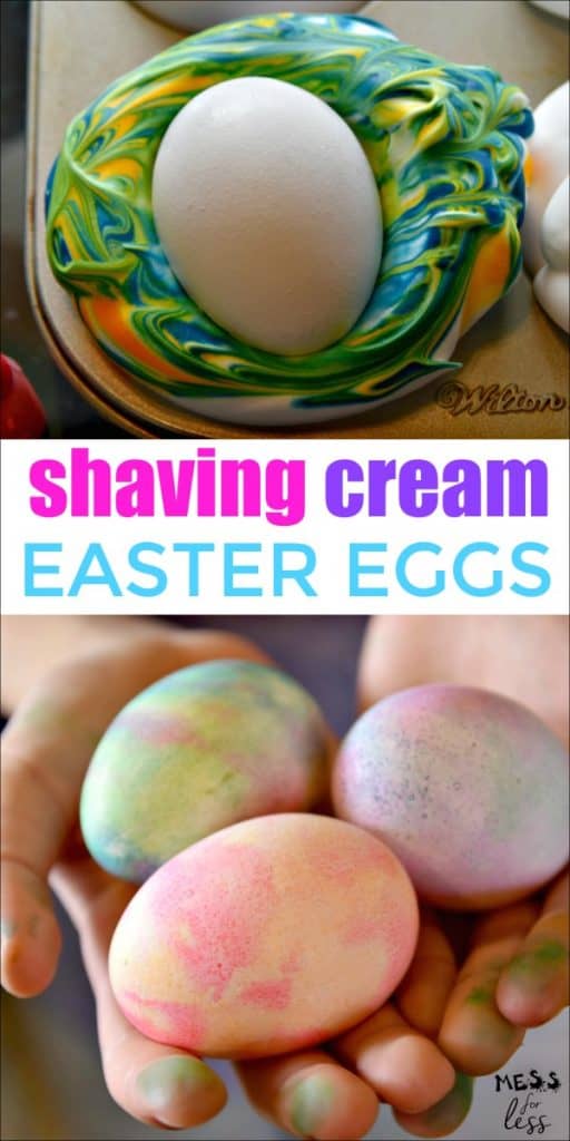 shaving cream decorated Easter Eggs