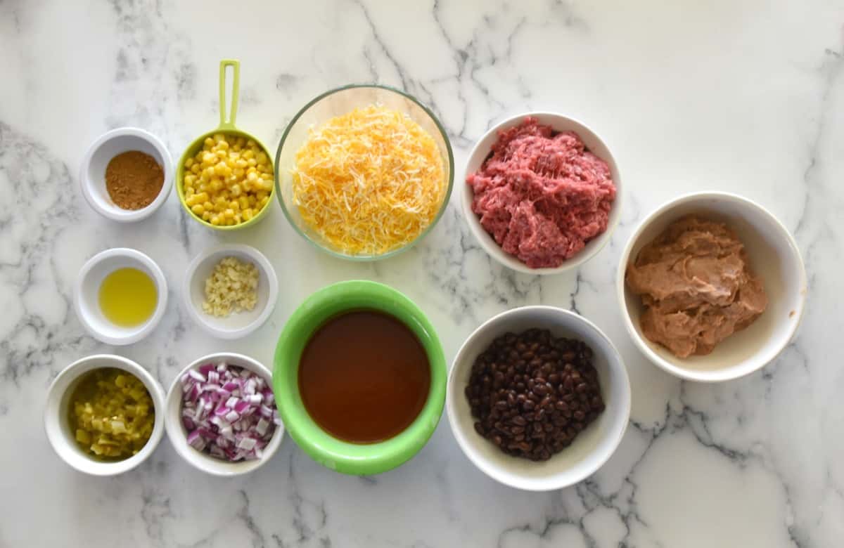 Beef and Bean Enchilada Dip Mess for Less