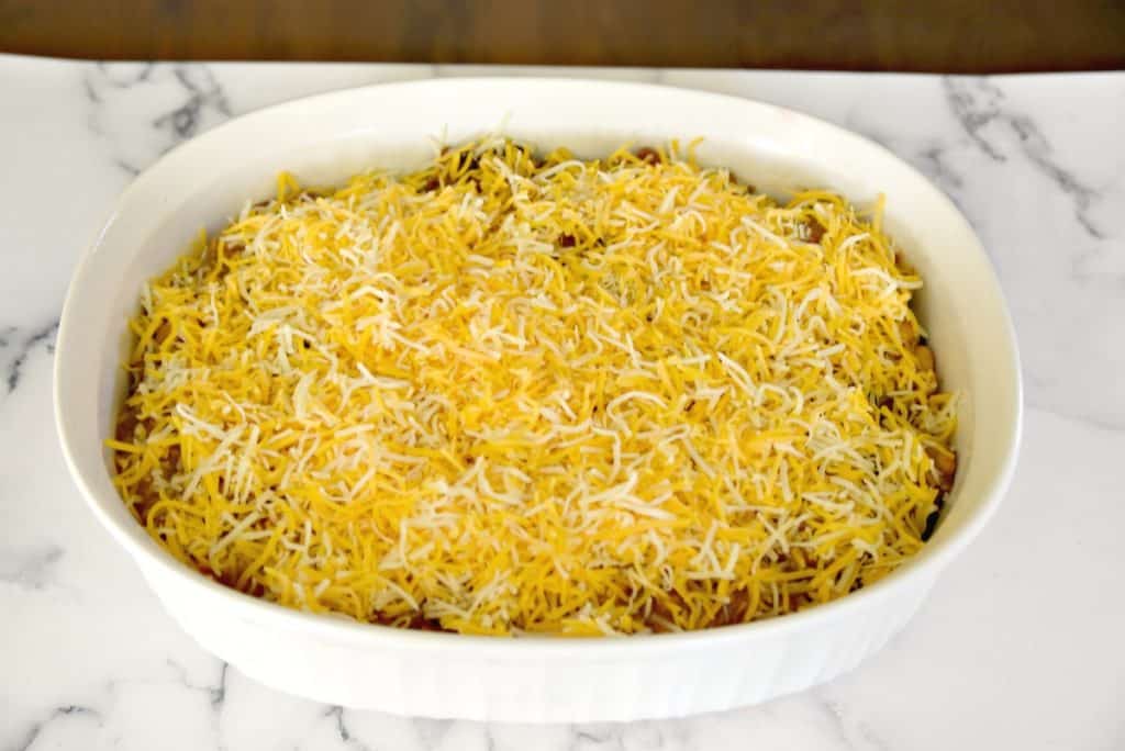 beef and bean enchilada dip with cheese