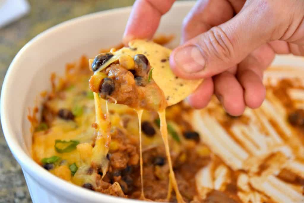 beef and bean enchilada dip