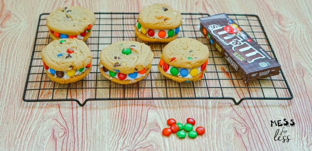 M&M cookie sandwiches